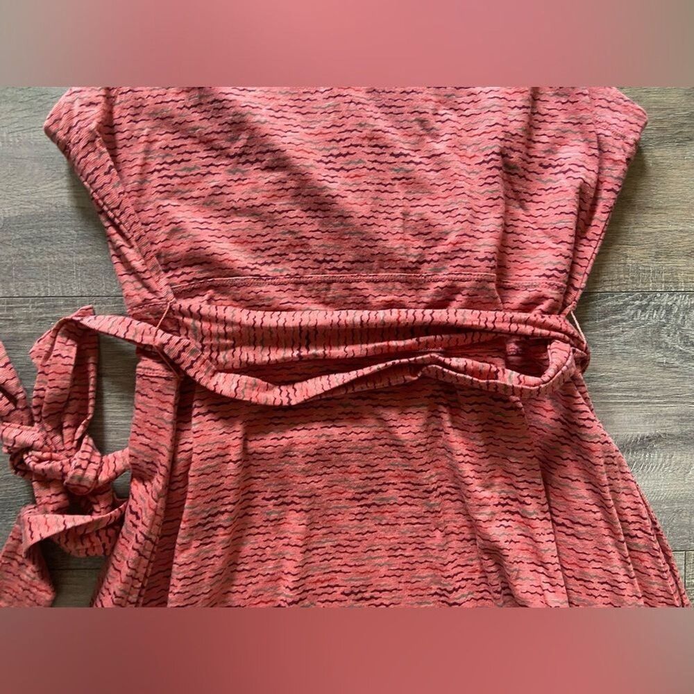 Toad&Co women’s size large burnt orange sleeveless tie wrap dress organic cotton - Picture 8 of 10